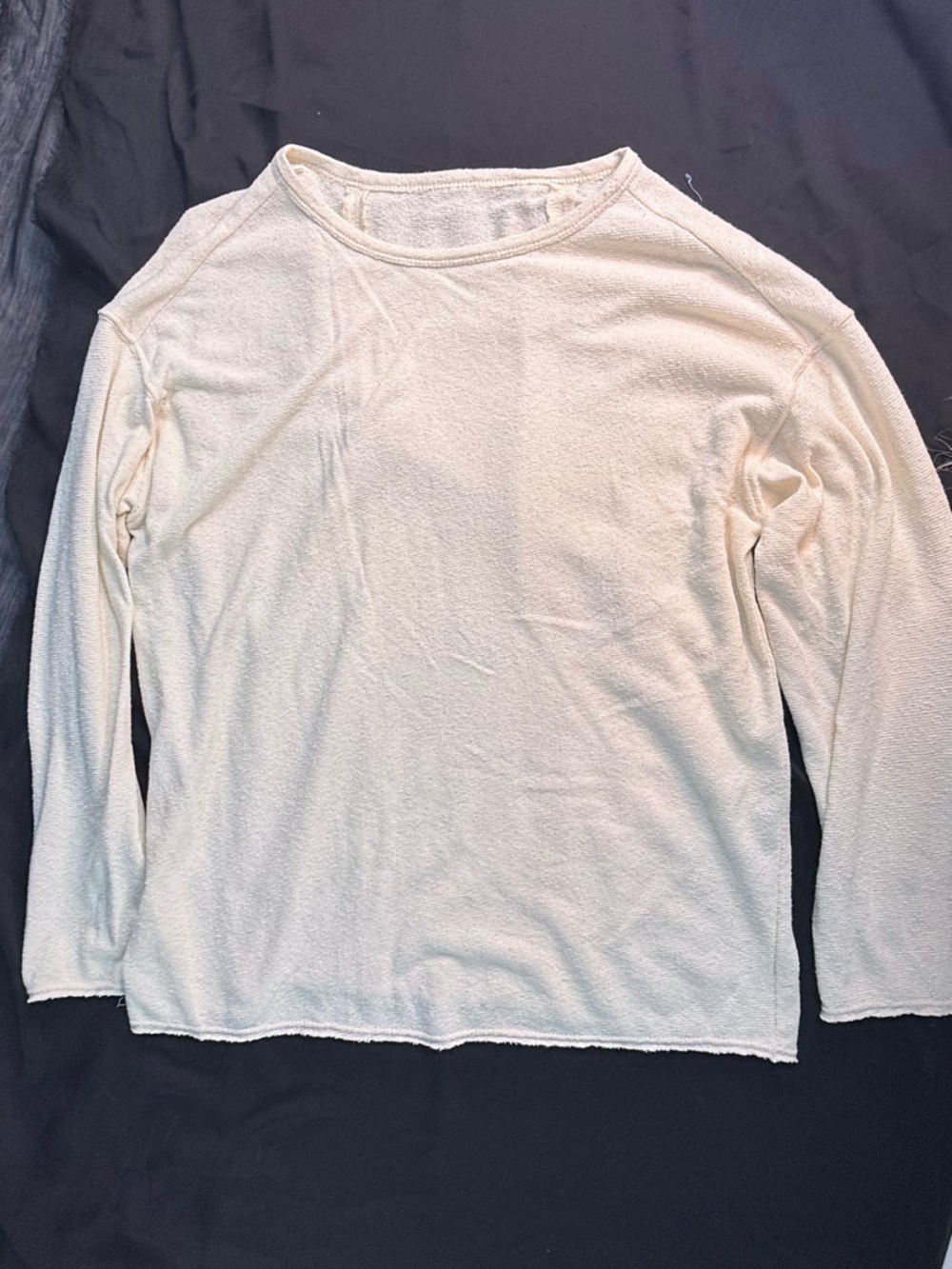 Cream Long Sleeve Lightweight Top Cotton